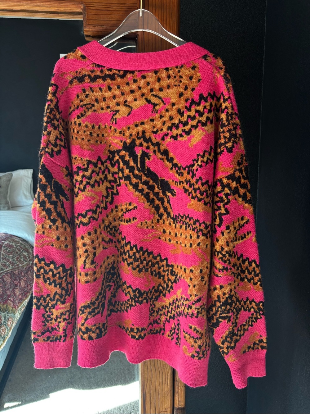 FARM Rio Croco Pink Jacquard Cardigan Sweater Size M - Picture 5 of 5